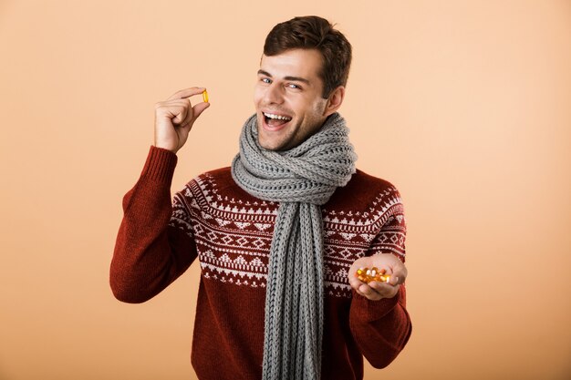 Portrait a happy man dressed in sweater