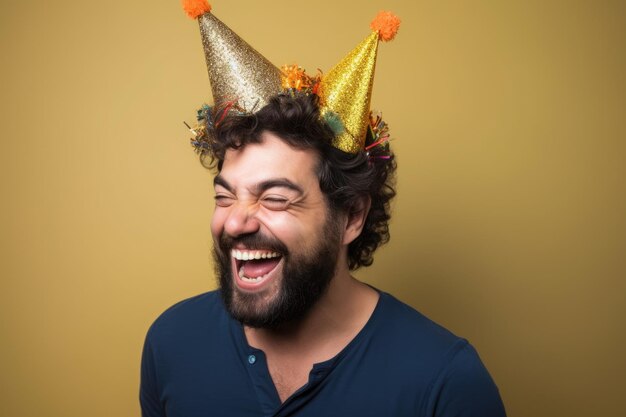 Portrait of a happy man enjoying a party created with generative ai