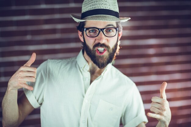 Portrait of happy man gesturing