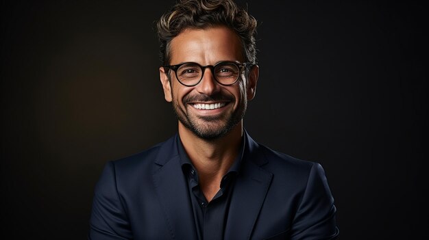 portrait of happy mature businessman in suit