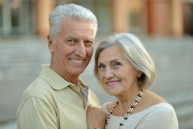 Portrait of happy  Mature couple in town