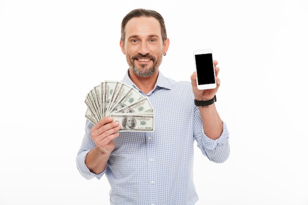 Portrait of a happy mature man dressed in shirt