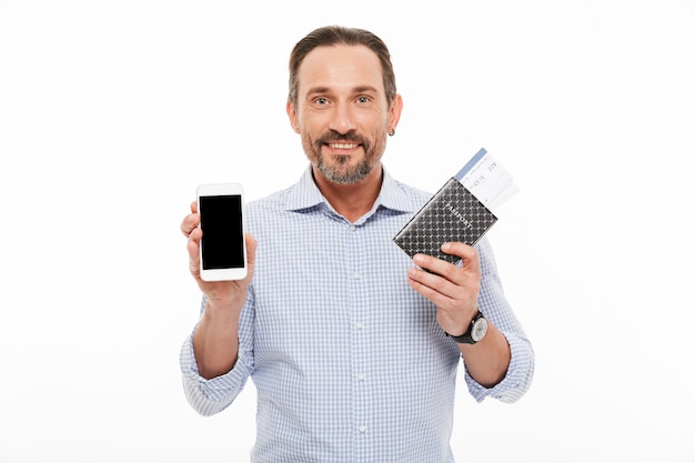 Portrait of a happy mature man dressed in shirt