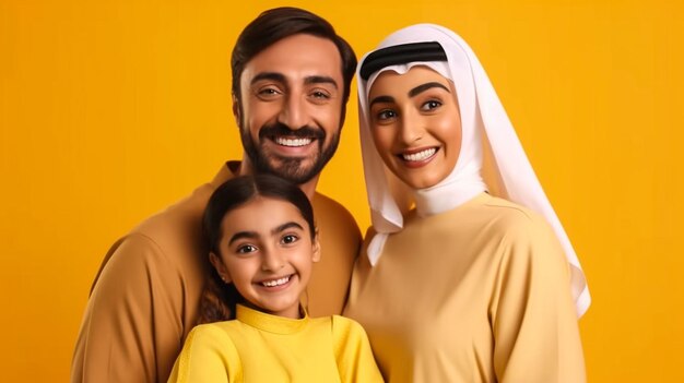 Portrait of happy middle eastern family