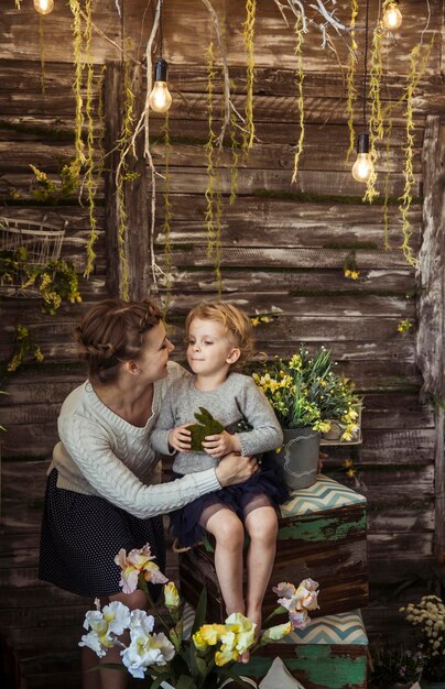 Portrait of happy mother and little daughter