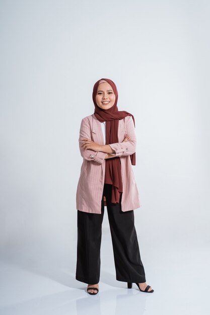 Portrait of happy Muslim businesswoman