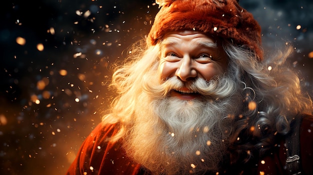 Portrait of happy Santa Claus on a Joyful Christmas Night