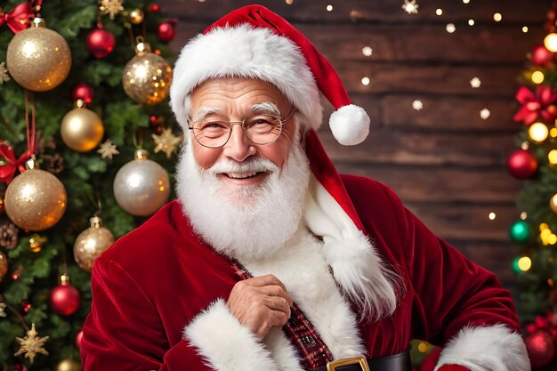 Portrait of happy Santa Claus with gift boxes