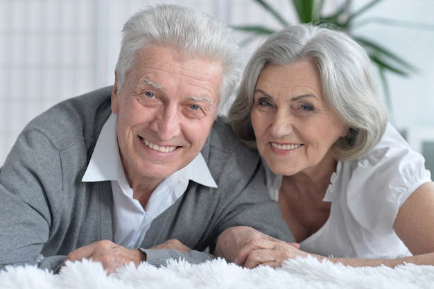 Portrait of a happy senior couple close up