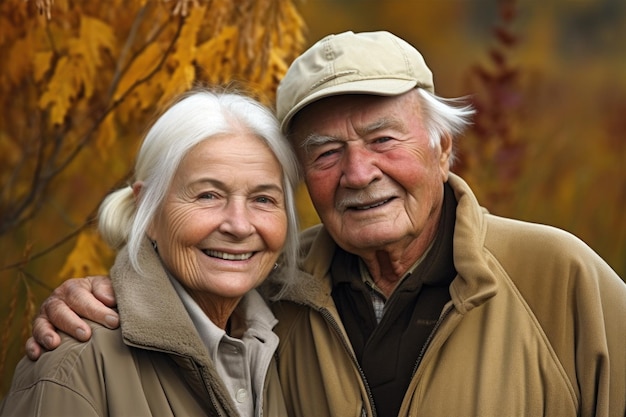 Portrait of a happy senior couple enjoying the outdoors created with generative ai