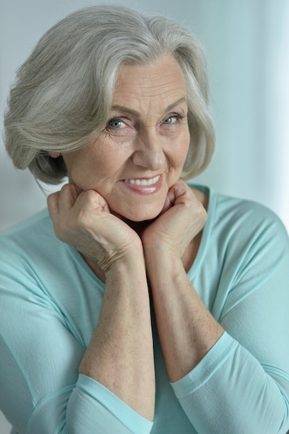 Portrait of a happy senior woman close up