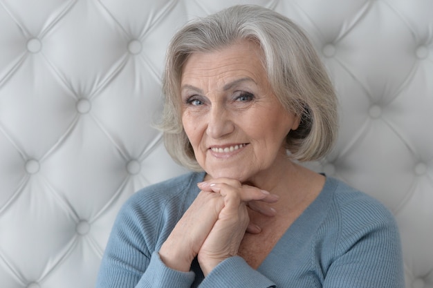 Portrait of a happy senior woman close up