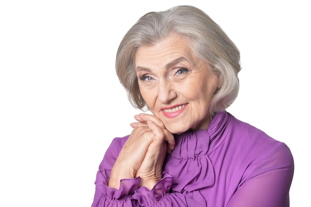 Portrait of happy senior woman posing