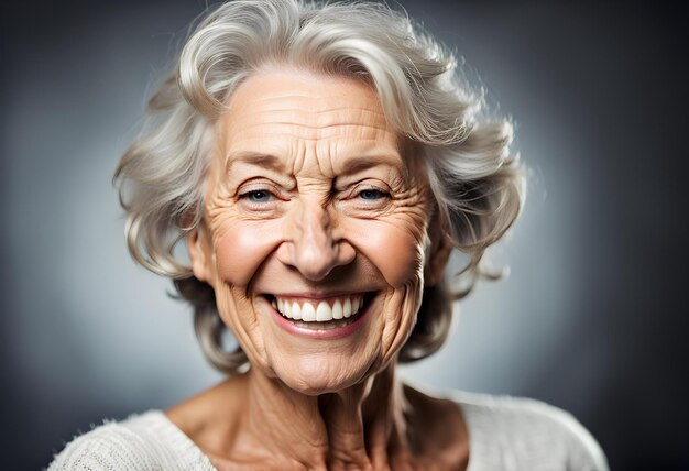 Photo portrait of a happy senior woman smiling