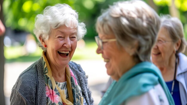 Portrait of happy senior women in the park on a sunny day