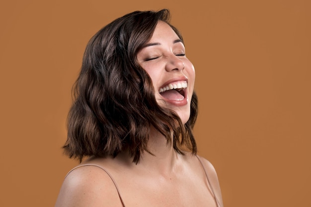 Portrait of happy smiley beautiful woman