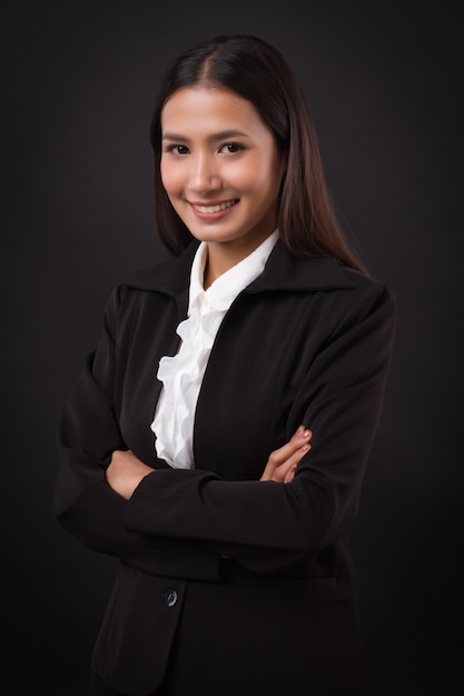 Portrait of happy smiling successful asian business woman