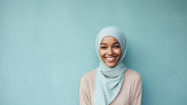 portrait of a Happy woman standing in front of wall