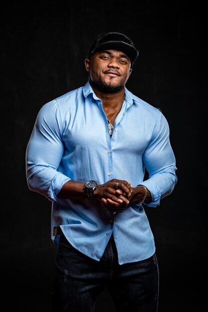 Portrait of happy young afro american man