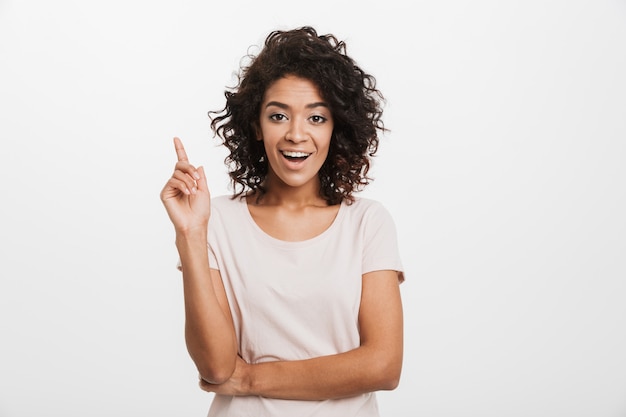 Portrait of a happy young afro american woman