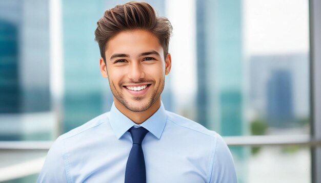 Photo portrait happy young businessman