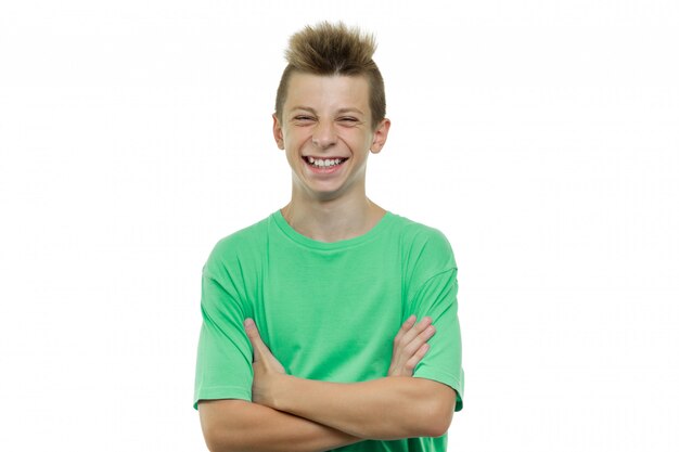 Portrait of happy young smiling teenager boy