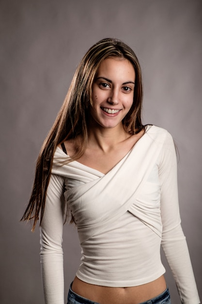 Portrait of happy young woman smiling