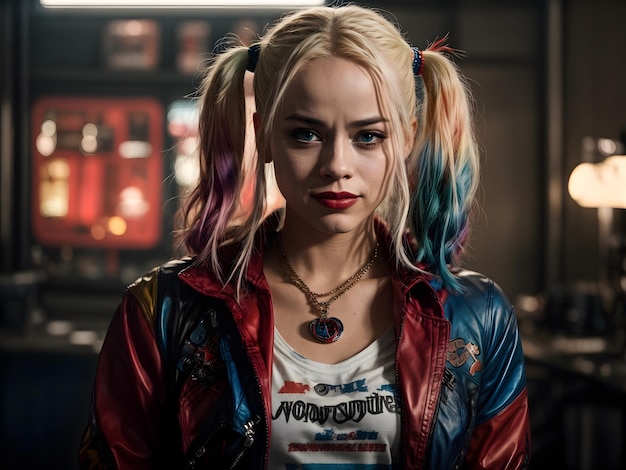 A portrait of Harley Quinn with mysterious face