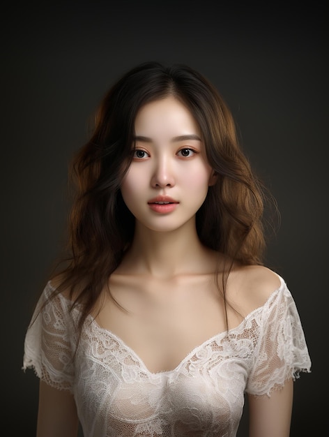 Portrait of a healthy beautiful skin Asian girl with clean background