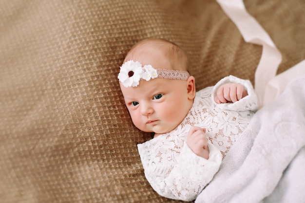 portrait of a healthy newborn baby girl