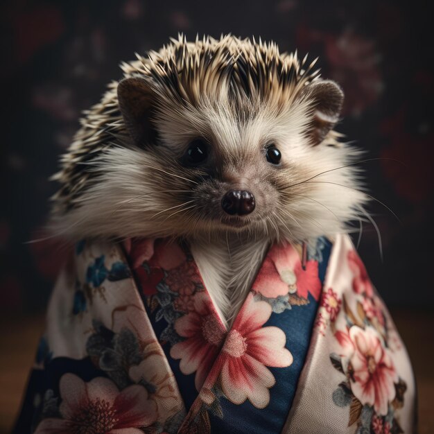 Portrait of a hedgehog in a bathrobe generative ai