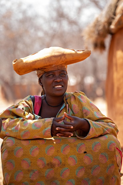 Portrait of a  Herero woman in  traditional dress Namibia