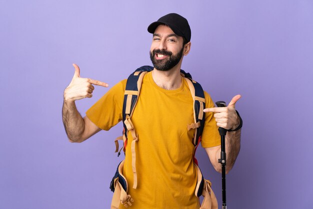 Portrait hiker man with backpack