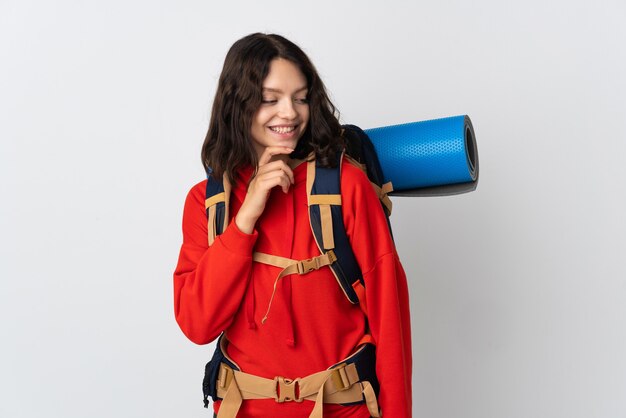 portrait hiker woman with backpack