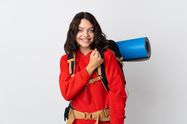 portrait hiker woman with backpack