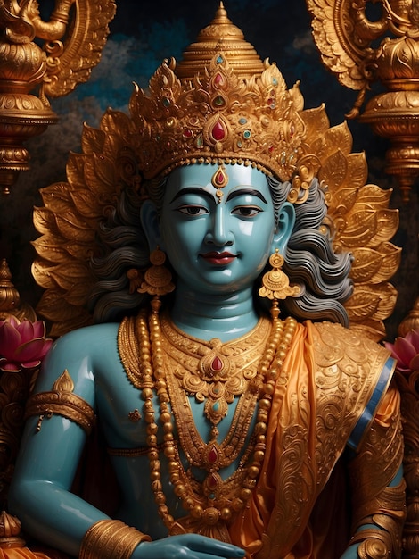 Портрет индуистского бога Шивы Брахмы Индуизм концепция фона религиозный шаблон
