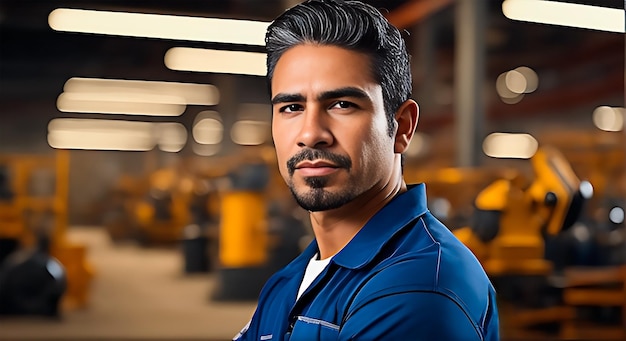 Portrait of an hispanic factory worker