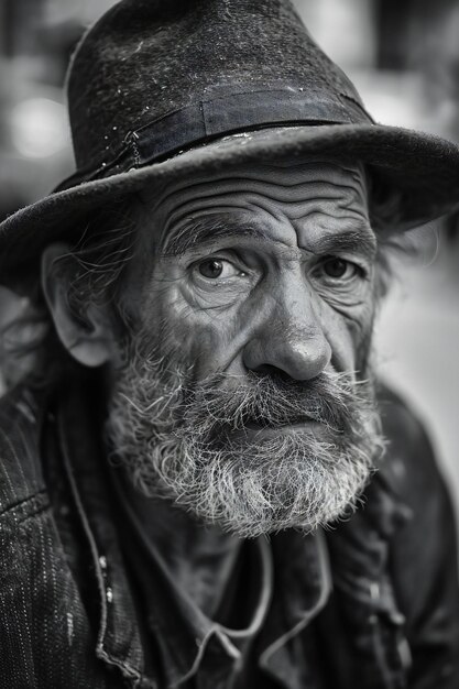 Foto ritratto di un mendicante senzatetto per le strade di kathmandu nel pomeriggio