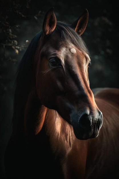 Portrait of Horse Dramatic and Cinematic Lighting Photography Generative AI