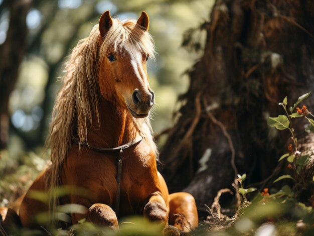 Photo portrait of a horse in the forest