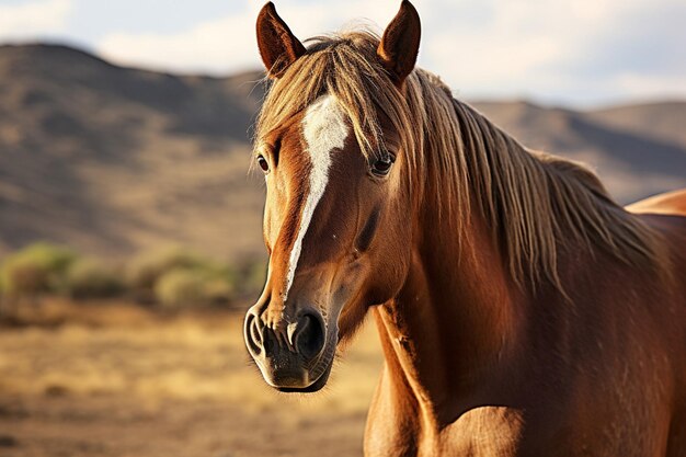 Foto ritratto di un cavallo con una tradizionale giostra sullo sfondo