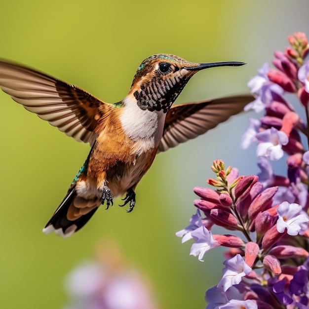 Portrait of the hummingbird flying movement
