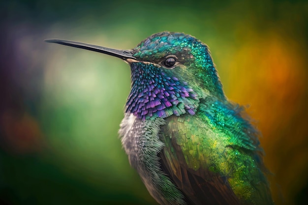 Portrait of hummingbird in a natural environment generative ai