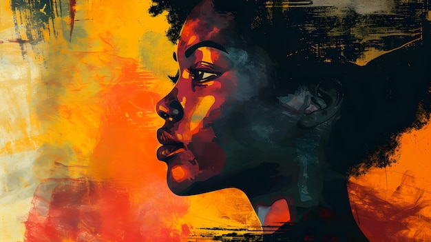 Photo portrait illustration of a black woman