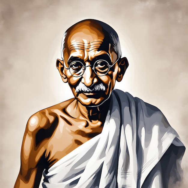 모한다스 카람찬드 간디(Mohandas Karamchand Gandhi) 또는 마하트마 간디(Mahatma Gandhi) 위대한 인도 자유 투사의 초상화 그림