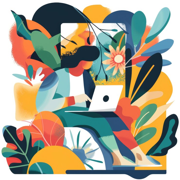 Photo portrait of illustrations for modern workplace success teamwork leadership creativity innovation