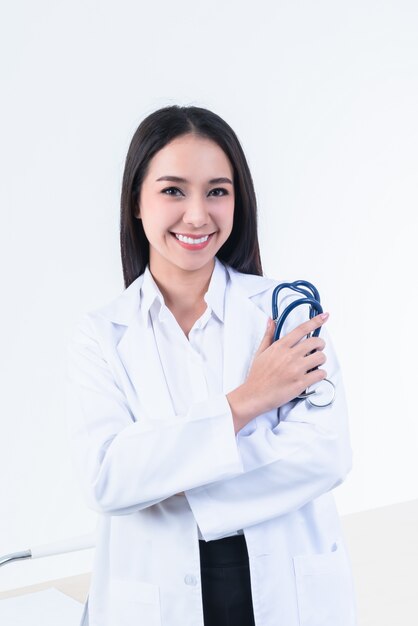 Portrait images of Asian woman doctor holding stethoscope