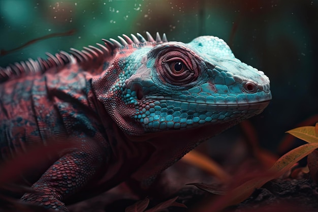 Portrait of Incredibly cute colorful chameleon lizard Exotic wild lizard or reptile Generative AI