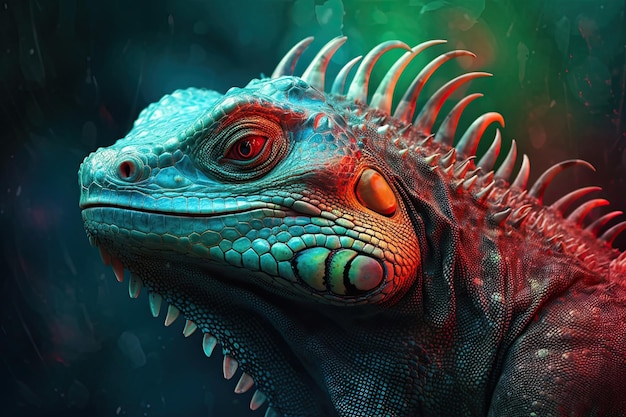 Portrait of Incredibly cute colorful chameleon lizard Exotic wild lizard or reptile Generative AI