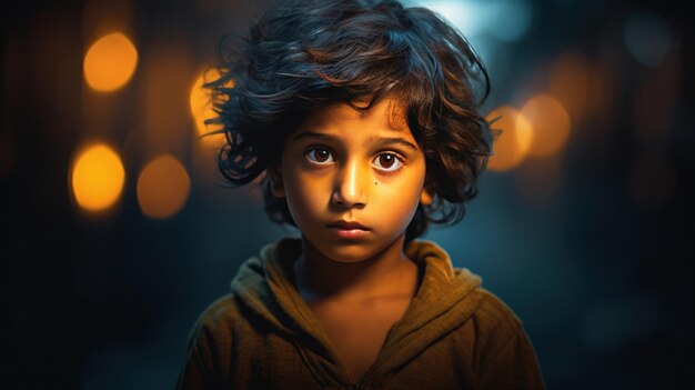 portrait Indian child feeling sad